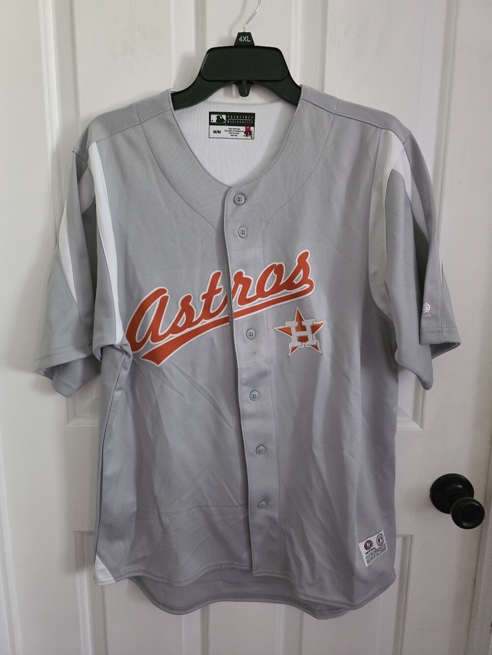 MLB Houston Astros True Fan Mens Medium Gray Baseball Jersey Genuine Merchandise